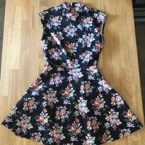 Mock neck black skater dress